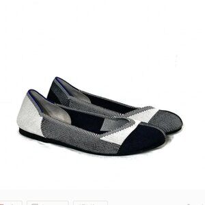 ROTHY’S The Flat Captoe Black and White Checkered Buffalo Plaid Retired Size 9.5